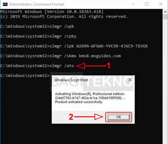 cara aktivasi windows 10 dengan menggunakan CMD